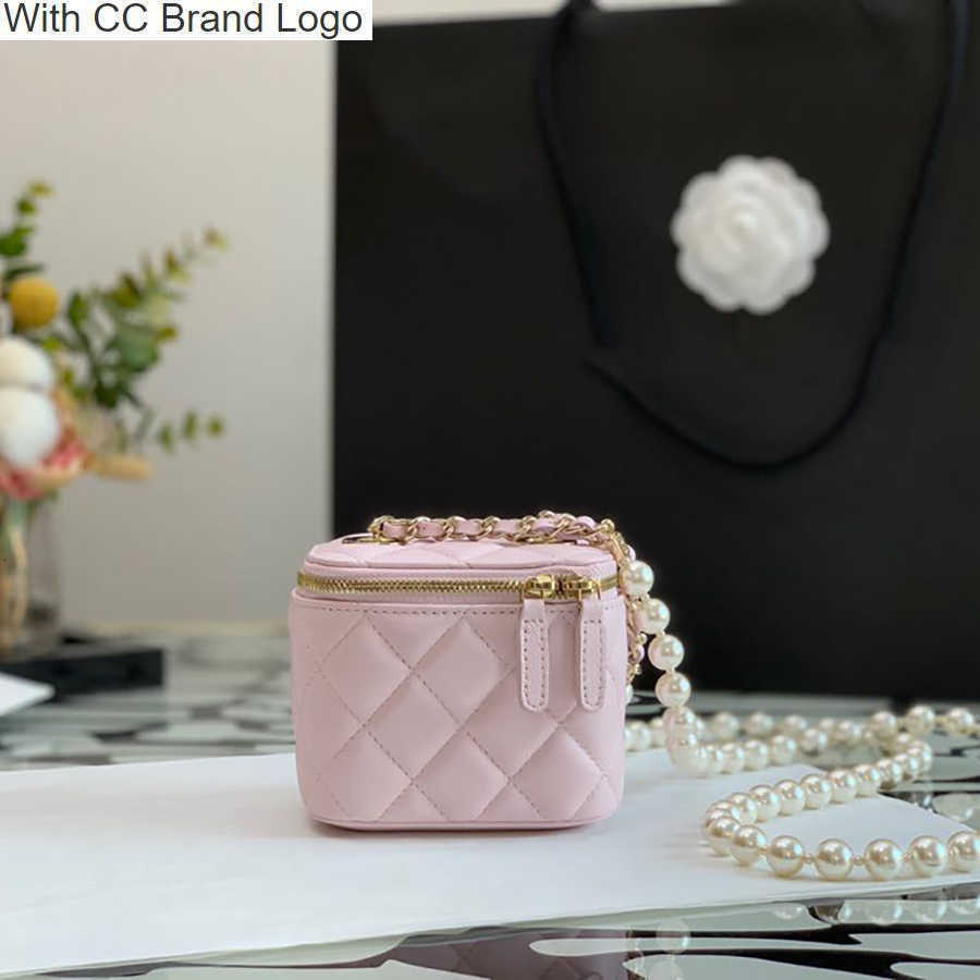 

CC Cross Body Original Quality Diamond Lattice Sheepskin Cosmetic Bag Designer Women Cross Body Bags Luxuries Designers Pearl Chain Makeup Bags With Box C064