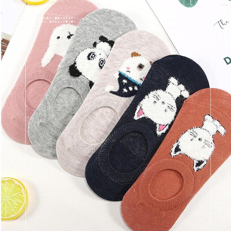 

Women Socks Animals Printed Cute Cartoon Embroidered Sock Slippers Chaussettes Cotton Funny Short 5 Pieces Meias Mulher, Multicolor