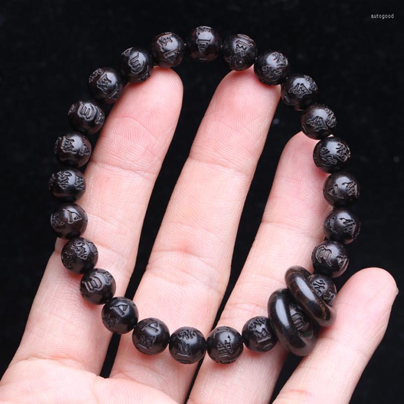 

Strand Genuine Natural Ebony Six-Character Mantra 8mm9mm Tibetan Buddhism Blessing And Peace Charm Female Bracelet