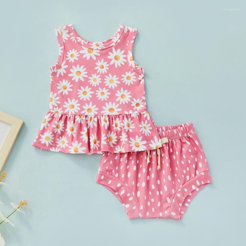

Clothing Sets Zoiuytrg Baby Tanks Tops Shorts Flower Dots Pattern Elastic Waist Ruffle Decoration Summer, Picture shown