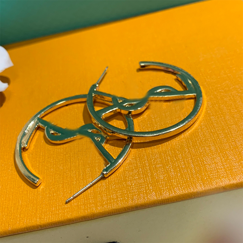 

Designer Hoop Earring Luxury For Women Big Circle 3cm Hoop Gold Stud Letter S Earrings Jewelry
