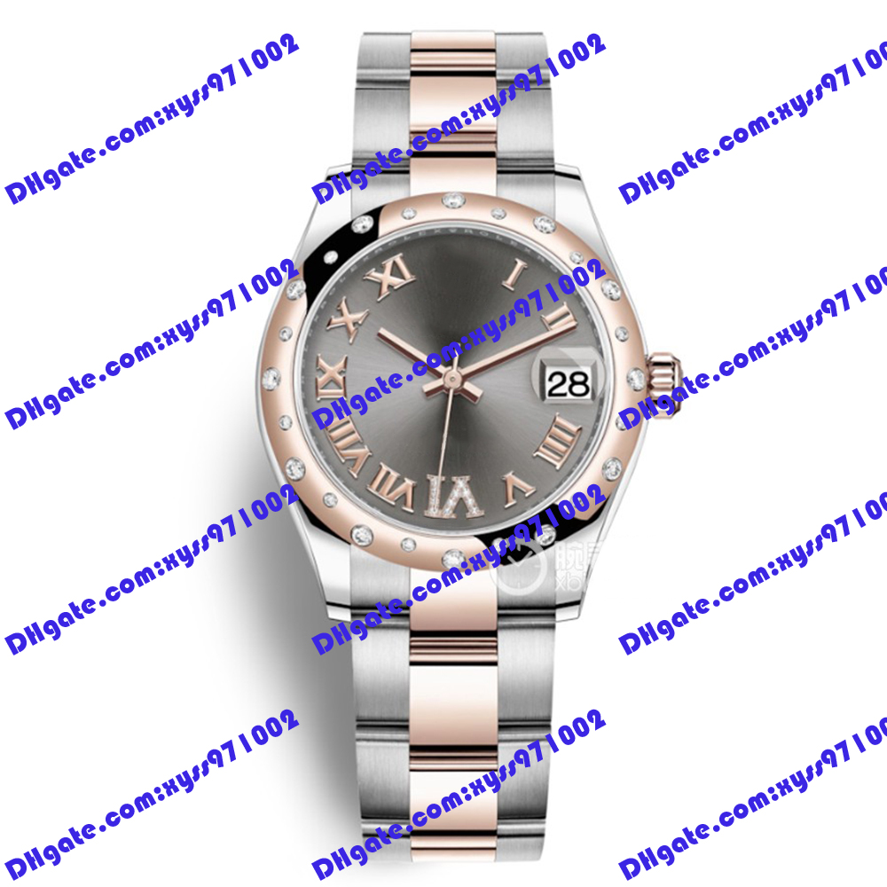 

Hot selling fashionable new women's watch Asia 2813 automatic mechanical watch 31mm gray Roman dial 278341 178344 278248 diamond ring 18k rose gold luxury watch