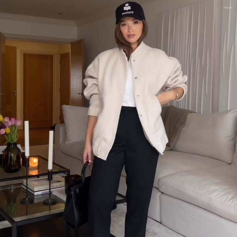 

Women' Jackets 2023 Fashion Casual Trend Four-color Button Soft Jacket Vintage Long-sleeve Pocket Women' Chic Top, Beige