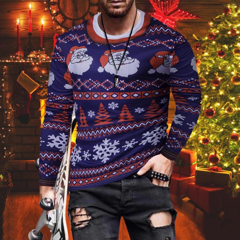 

Men's T Shirts Casual Long Sleeve Men Men's Winter O-Neck Tee Christmas Snowflake Printed Baggy Fit Pullover Banquet T-shirt Bottoming, Purple