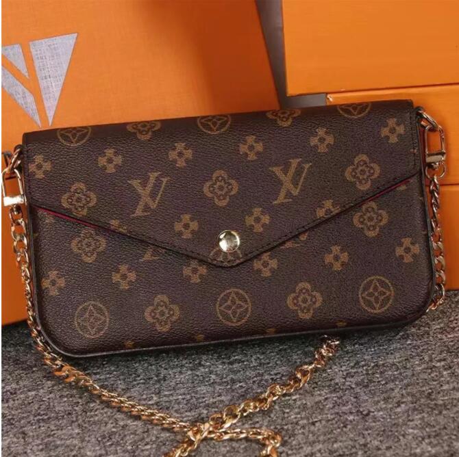 

Multi Felicie Pochette Women Chain Bags Wallet Messenger Leather Handbags Shoulder High Quality Flower louiseity Purse viutonity Crossbody viuton Bag, Coffee lattice