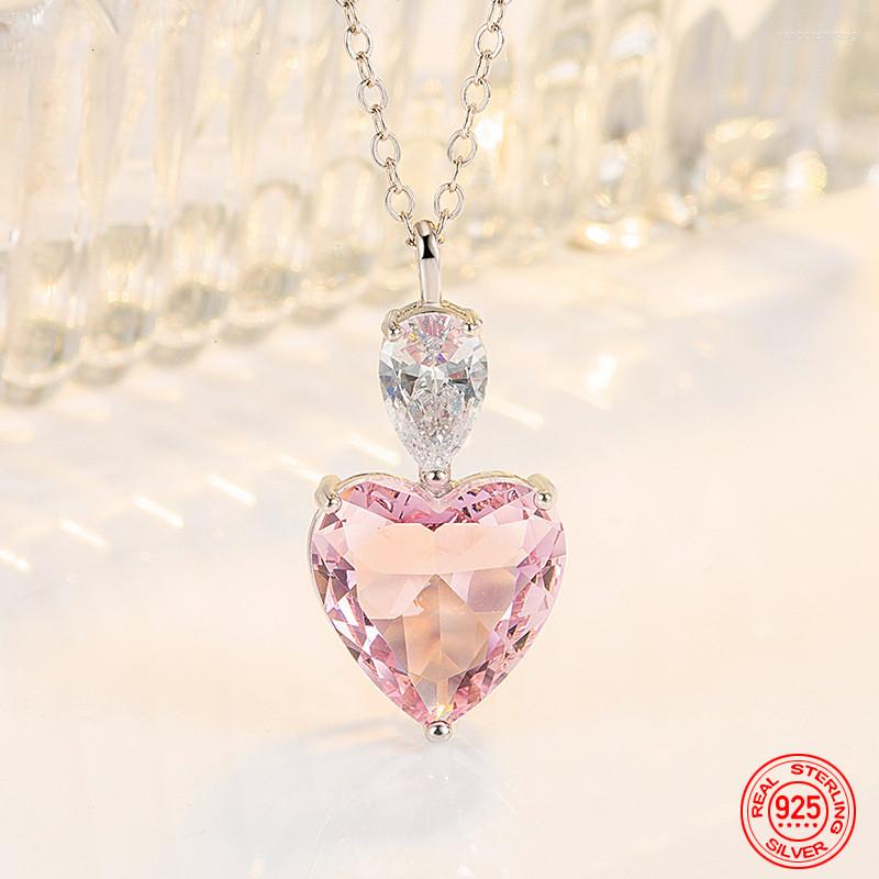 

Chains 925 Silver Pink Zircon Necklace For Women Fashion Jewelry