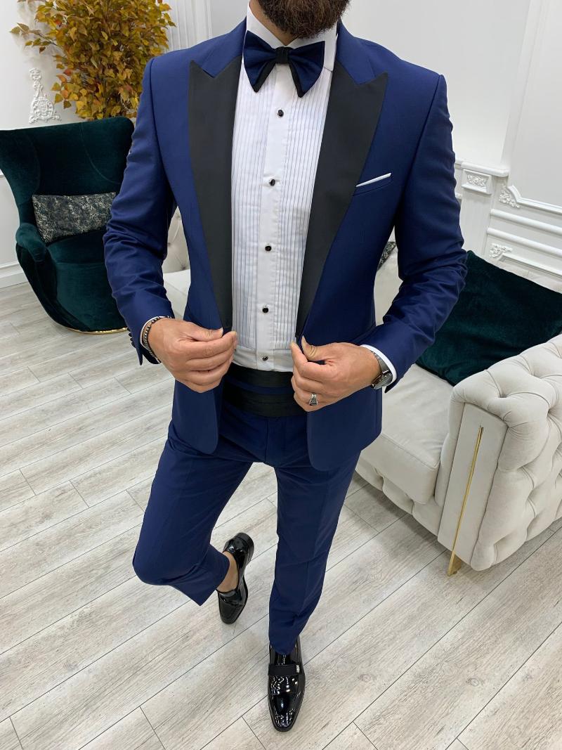 

Men's Suits & Blazers PAREZ Saks Slim Fit Dovetail Collar Groom Suit, Blue
