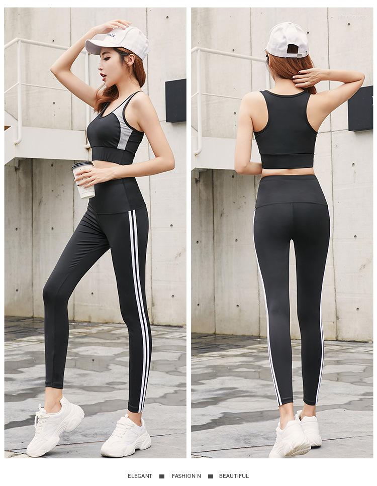 

Active Sets 2023 Yoga Bra Set Women Gym Running Sports Suit Leisure Fitness Loose High Waist Fast Drying Pant, Black