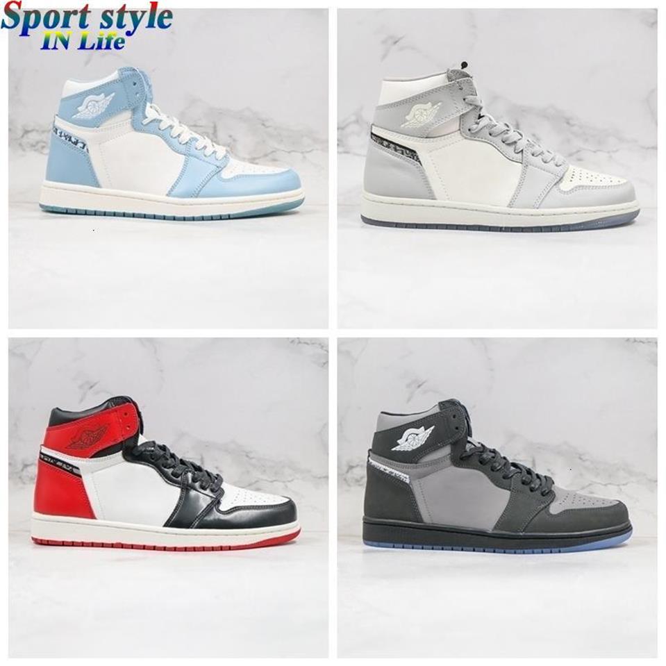 

D X Jumpman 1 High 1s Grey Light Blue New Mens Basketball Shoes D'or Luxurys Designers Sneakers with Original 2021 Track3292, #1