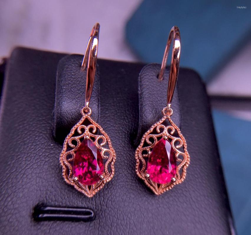 

Stud Earrings ET Fine Jewelry 18K Gold AU750 Natural Tourmaline Gemstones 2.6ct Female Ethnic Drop Dangle For Women