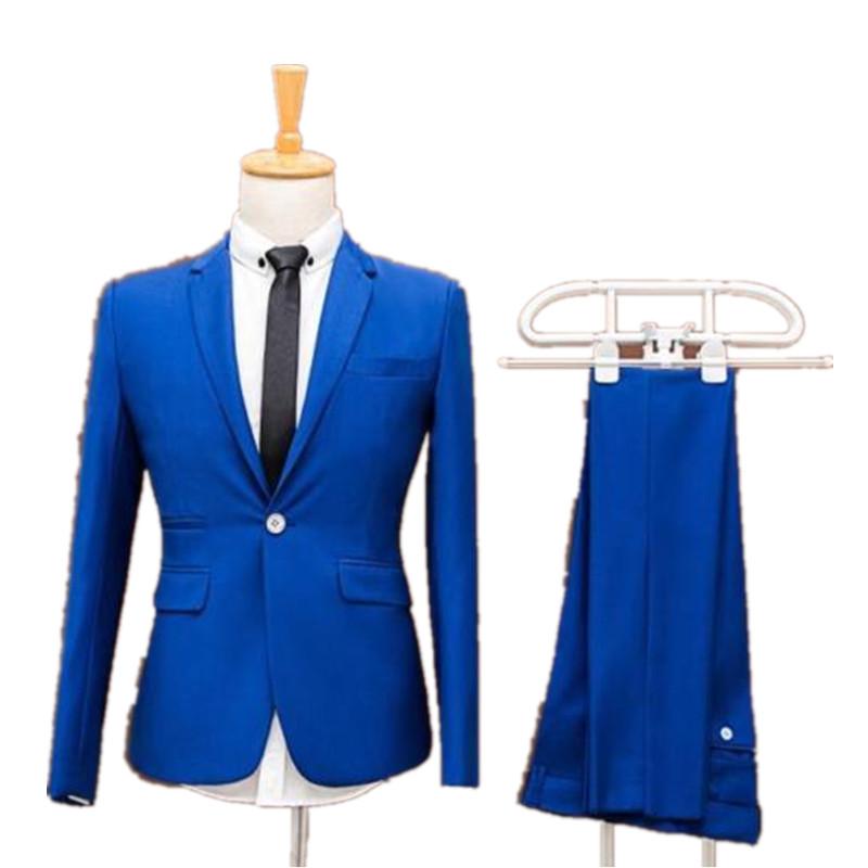

Men's Suits Fashionable Wedding Men Business Royal Blue Suit Groom Slim Fit & Blazers, Ivory