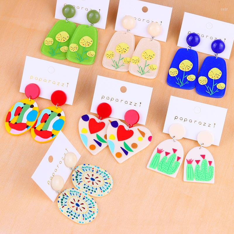 

Stud Earrings Cartoons Colored Heart-shaped Relief Women Man Earring