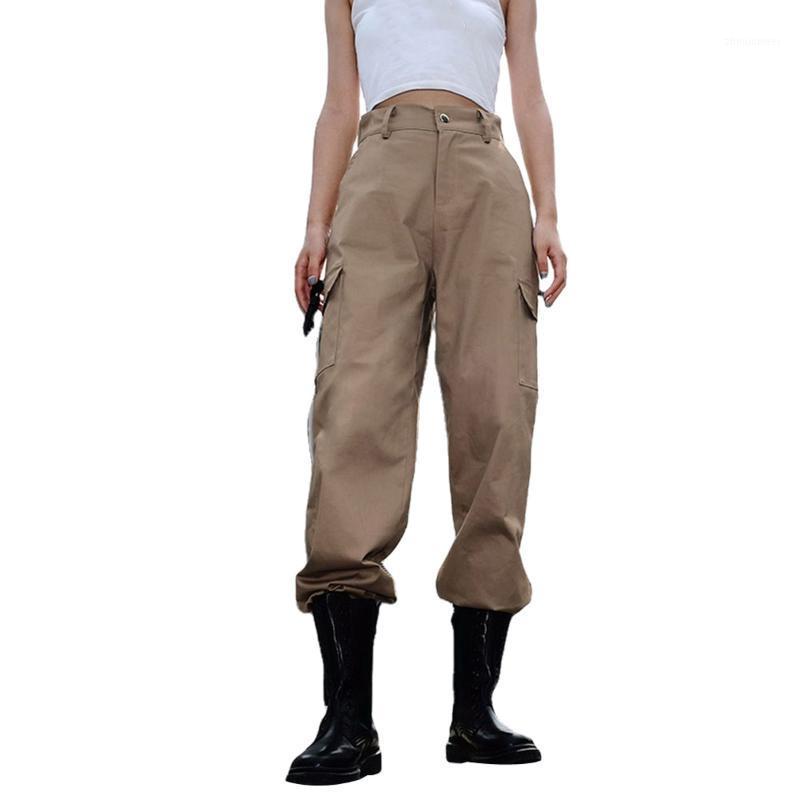 

Women' Pants Women Casual Cargo Fashion Loose High Waist Streetwear Trousers Haren With Pocket & Capris, Black