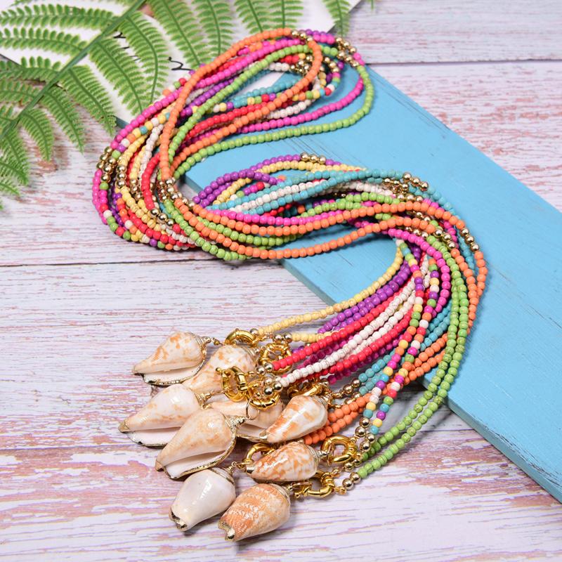 

Pendant Necklaces GIRL Natural Conch Long Necklace For Women Seashell Fashion Statement Boho Party Collier Femme DropPendant