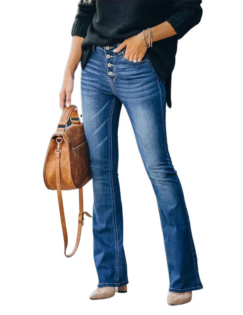 

Bell Bottom Jeans for Women High Waist Flare Stretchy Slim Wide Leg Denim Pants, Blue