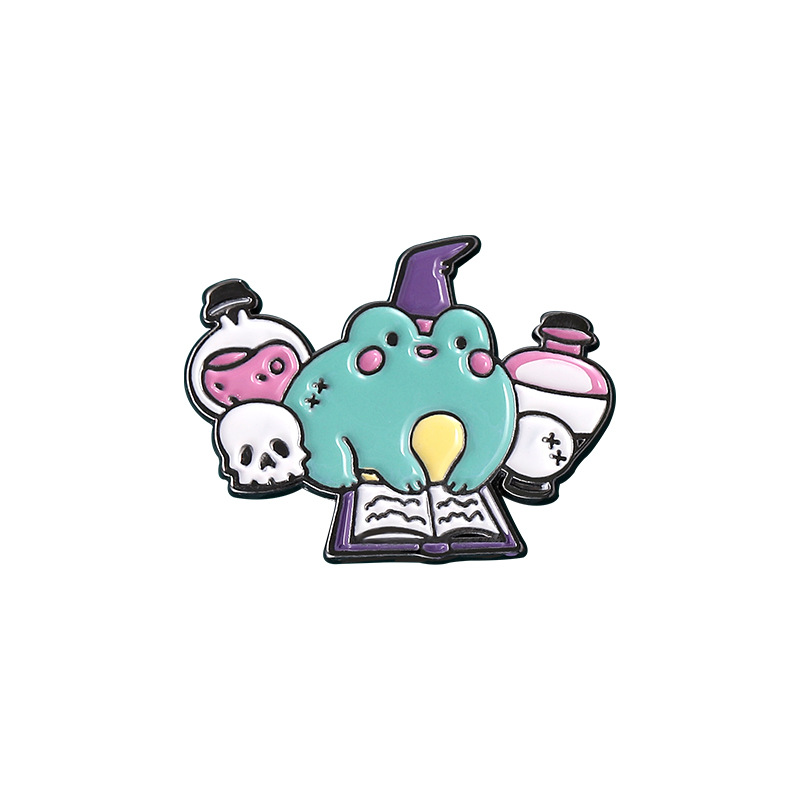 

Cartoon Frog Alloy Brooches Small Magic Medicine Water Bottle Enamel Pins Cute Brooch for Girls Animal Badge Jewelry Gift Fashion Clothes Accessories