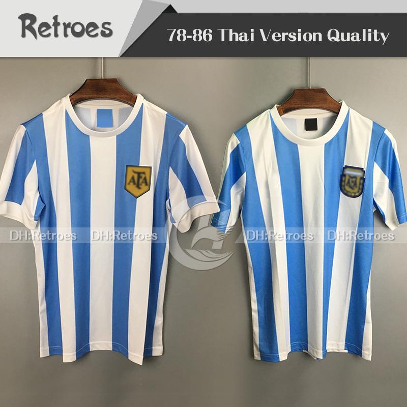 

978 1986 Argentina Soccer jersey Retro Version 86 78 Home Maradona Quality Camisetas de Football Shirt, 1978