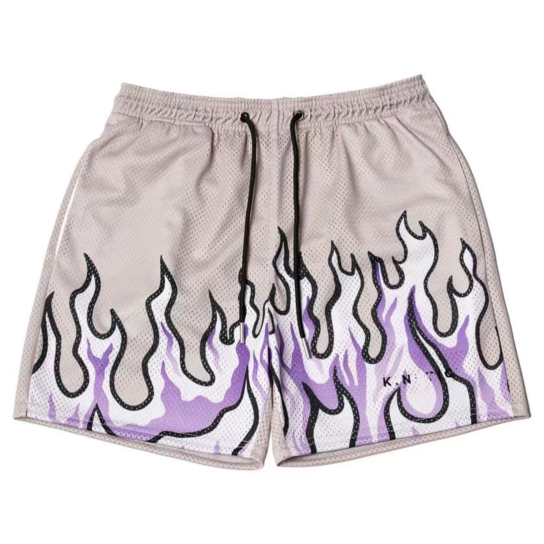 

Designer Fashion brand flame shorts fitness Football and volleyball sports running quick-drying 3 Color basketball shorts Athletes like flame patterns summer M-3XL