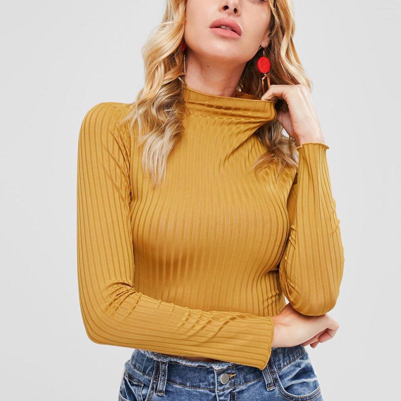 

Women' Blouses Autumn And Winter Slim Blouse Women Casual Half High Neck Solid Color Knitting Long Sleeve Shirt Camisas De Mujer, Army green
