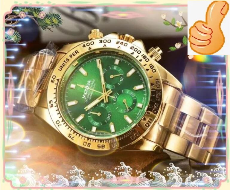 

Cool Famous Mens Stopwatch Watches Three Eyes Full Functional Clock Full Fine Stainless Steel Belt Quartz Original Clasp Analog Casual Wristwatch Montre homme, As pic