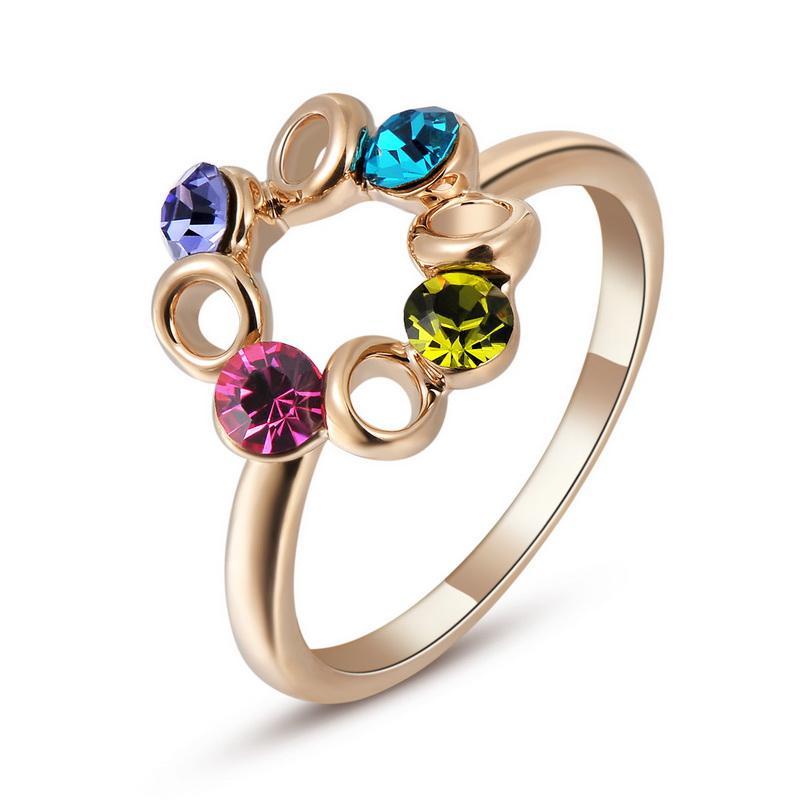 

Cluster Rings Iutopian Fashion Jewellery Rose Gold Color Colorful Flower For Women With Austrian Crystal Stellux Top Quality #RG95242