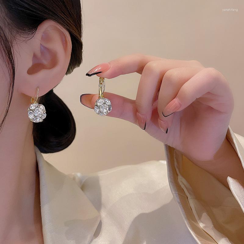 

Hoop Earrings Crystal Ball Huggies For Women Trendy Pendant Circle Luxury Jewelry Gifts Wholesale