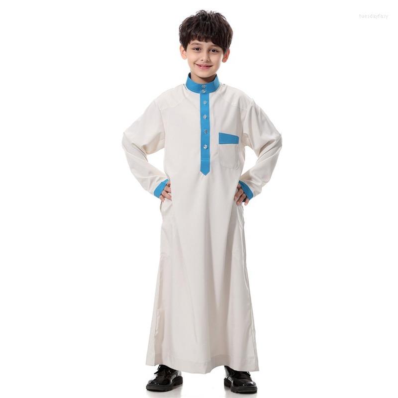

Ethnic Clothing Muslim Arab Dubai Turkey Malaysia Kaftan Long Sleeve Solid Saudi Islamic Robe For Boys