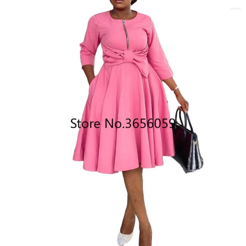 

Ethnic Clothing Summer Fashion Style 2023 Arrival African Women O-neck Solid Color Dress Dresses For