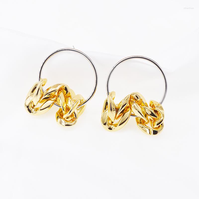 

Dangle Earrings Gold Color Chain Hoop For Women Fashion Metal Round Simple Personality Jewelry