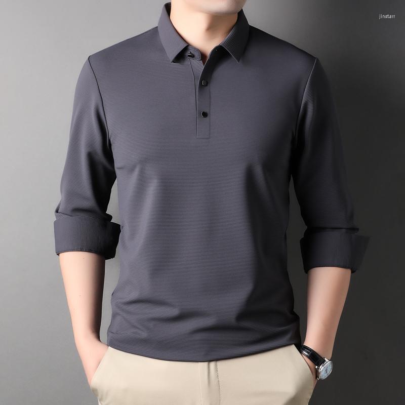 

Men's T Shirts Men Shirt Tops For Spring Long Sleeve Tees 80.3% Nylon 19.7% Spandex Solid Color Business Casual Smooth Fabric 001725