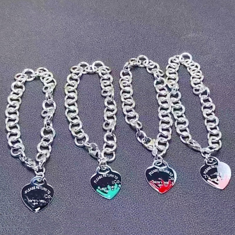 

Luxury 925 silver enamel chain bracelet designer women's bracelet high-end new girls holiday gift box factory