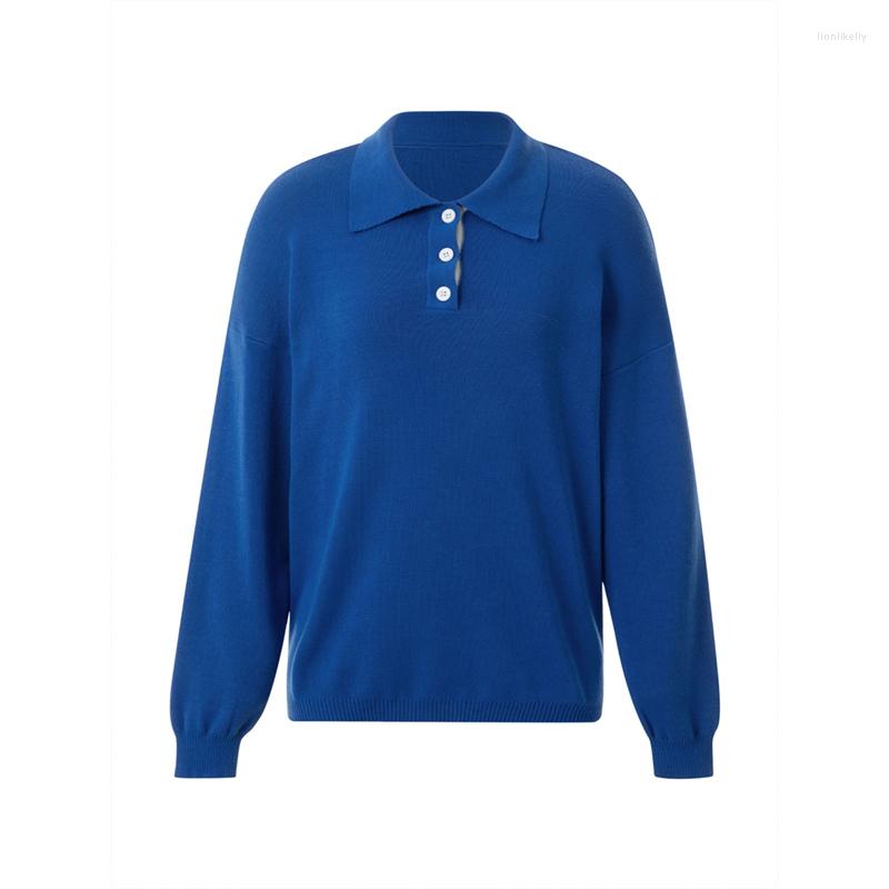 

Women' T Shirts Women Knitted Shirt Variegated Color Long Sleeve Loose Style Pullover Green/ Blue 2023 Winter