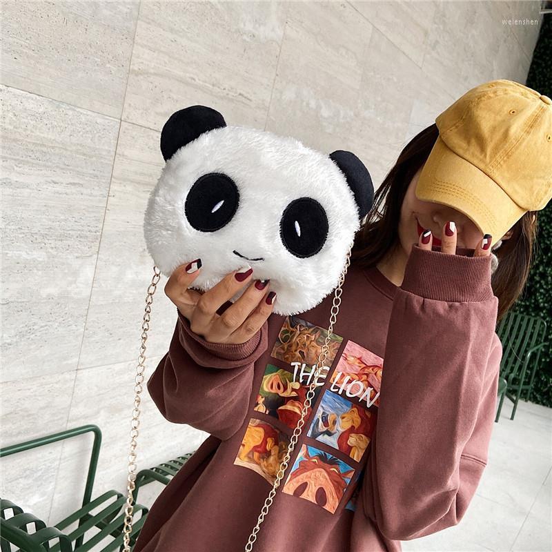 

Evening Bags 2023 Autumn And Winter Girls Trendy Wild Panda Cute Cartoon Plush Crossbody Shoulder Bag Multifunction Mochila Mujer Bolsa