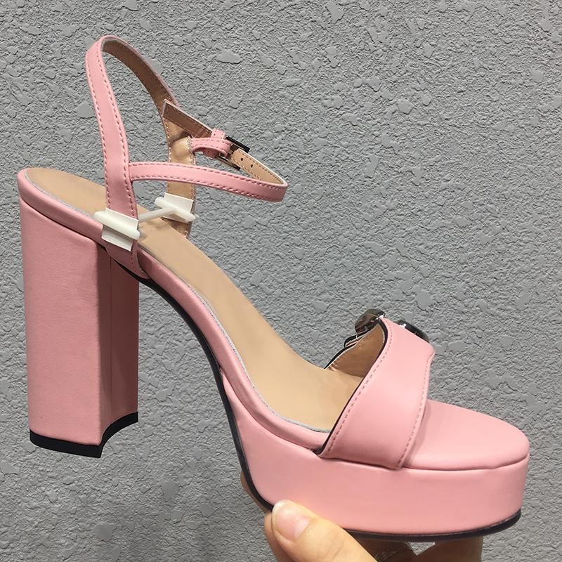 

summer Women sandals Luxury Designer classic Buckle Genuine leather shoe platform 13CM heel Strap big size shoes 35-42 wedding top quality High heels sandal With box, As pic