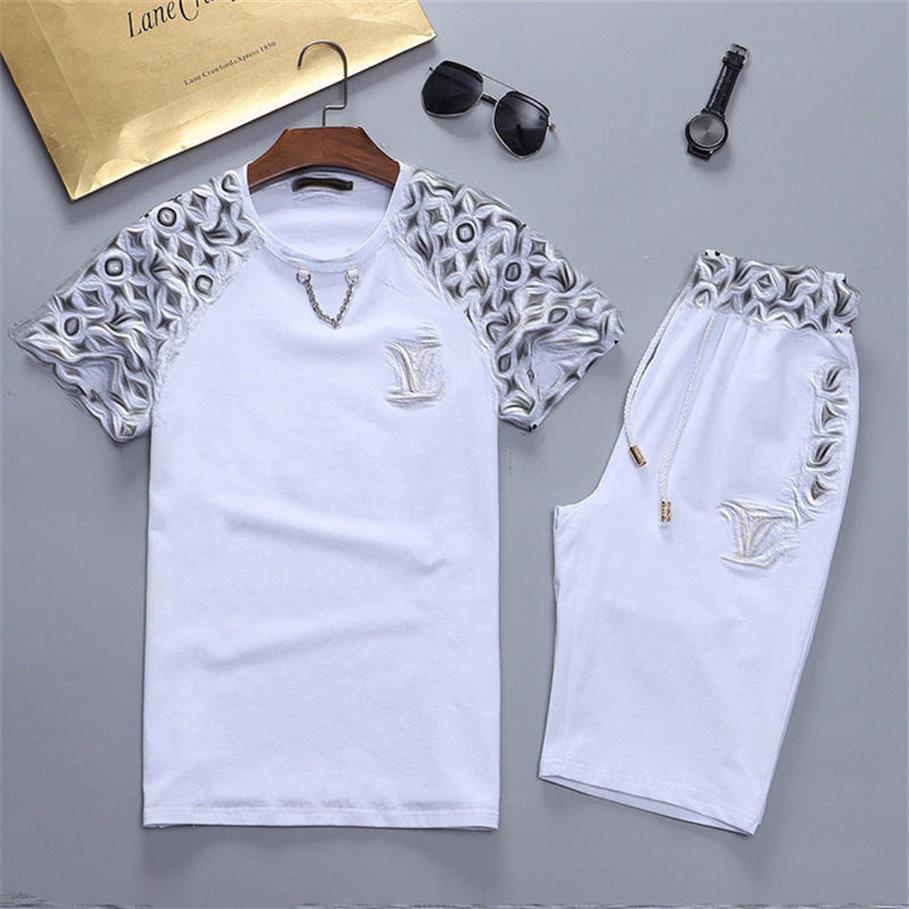 

2021 Tracksuits Fashion Design T-Shirt Pants 2 Piece tee Sets Solid Color Suit High Quality men s sweat suits Hip Hop Mens Design297q, 03