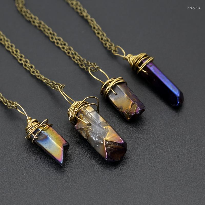 

Pendant Necklaces Natural Stone Crystal Column Necklace