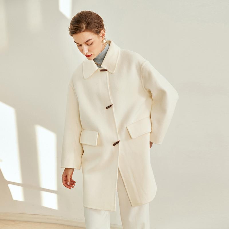 

Women' Wool & Blends Handmade Cashmere Double Coat Female Winter Is WhiteWomen, Pink