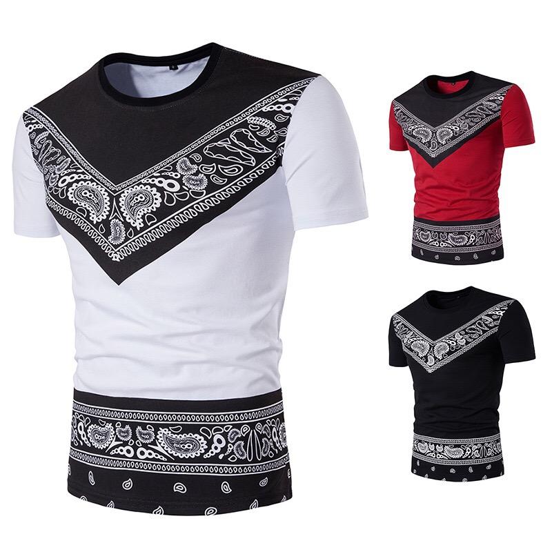 

Ethnic Clothing Summer African Men T-Shirt Dashiki Fashion Print Short Sleeves Round Crew Neck Casual Hip Hop Tee For 3 Colors XXLEthnic