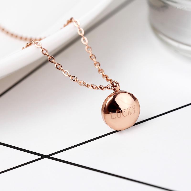 

Pendant Necklaces Anti-allergy And Non-discoloration Lucky Letter Small Round Ball Titanium Steel Clavicle Necklace