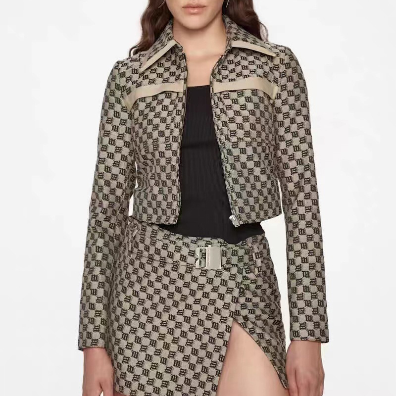 

Women  Jackets Women Classic Letter Design Cropped Fashion Jacket Female High Street Crop Tops Short Style Coat Cool 230225, Skirt