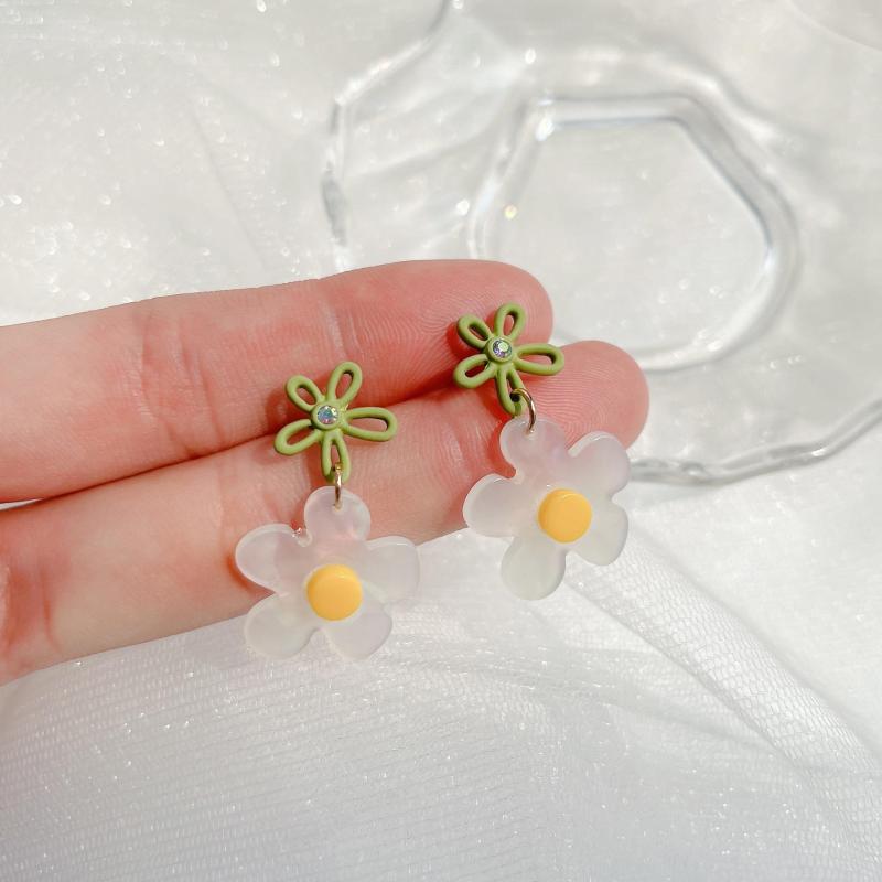 

Stud Earrings Colorful L 925 Sterling Silver Simple Geometry Flower Shapes Ear Clip And For Women Temperament Jewelry Gifts