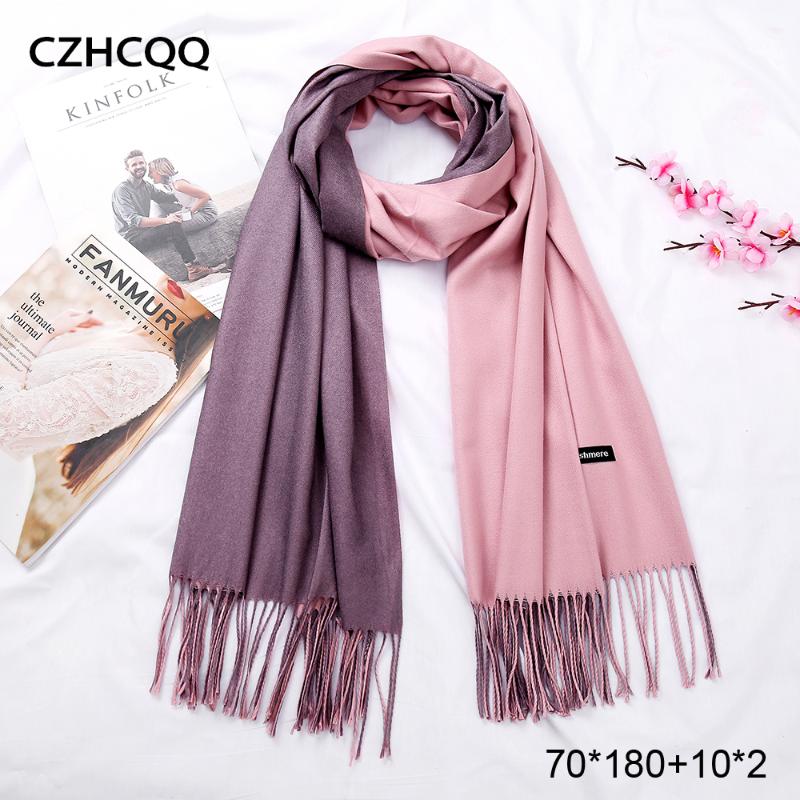 

Scarves Double Sided Winter Women Cashmere Solid Scarf Pashmina Shawls And Wraps Female Foulard Hijab Wool Stoles Head