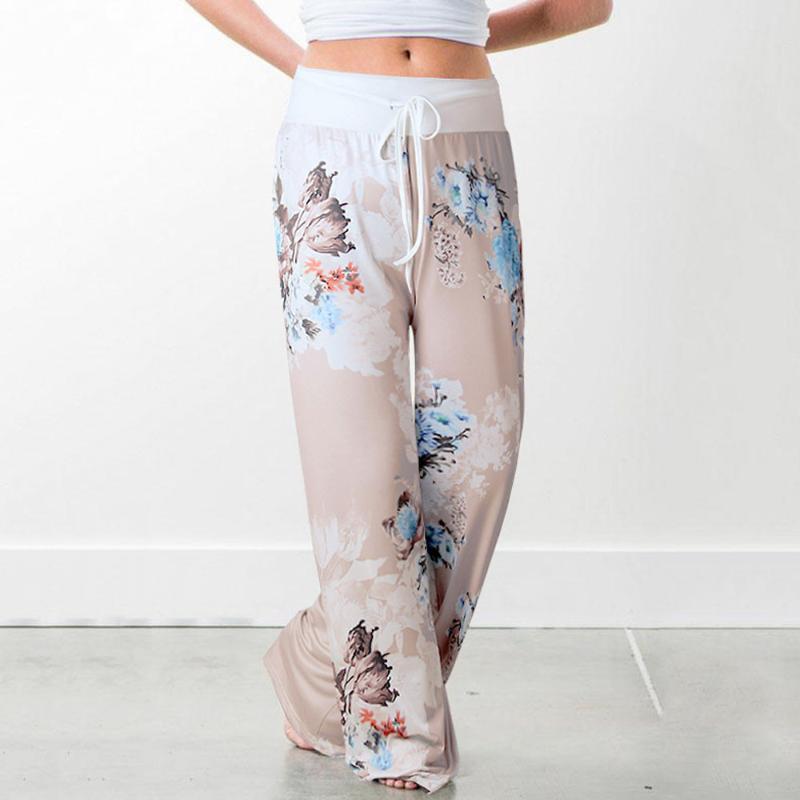 

Women' Pants & Capris Jaycosin Women Polyester Ladies Summer Floral Prints Drawstring Wide Leg Leggings High Waisted Loose, Khaki