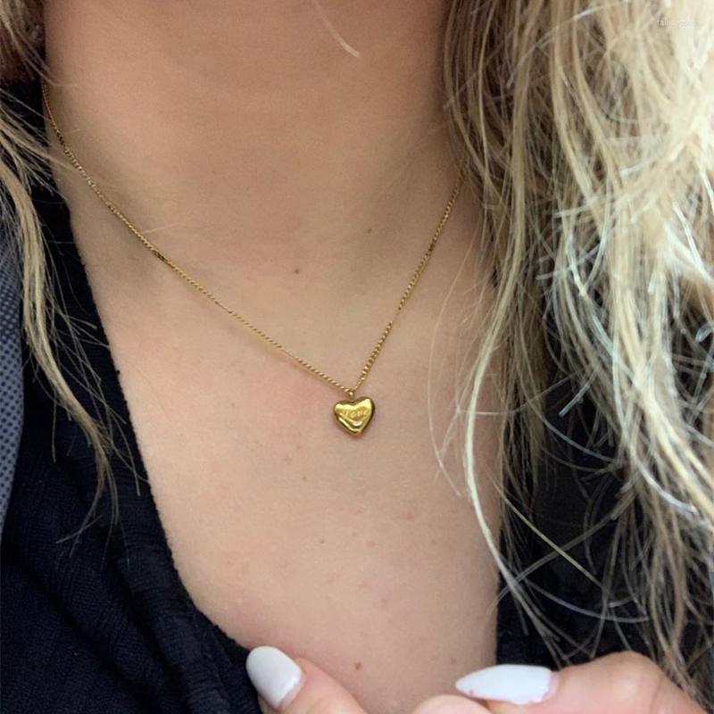 

Pendant Necklaces 316L Stainless Steel Gold Color Love Heart For Women Chokers Trend Festival Party Gift Jewelry Chain Necklace Wedding