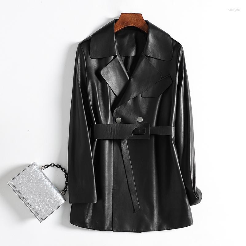 

Women's Leather 2023 Genuine Coat For Women Sheepskin Women's Jackets Slim Elegant Female Jacket Tops Chaqueta Mujer Zjt266, Black
