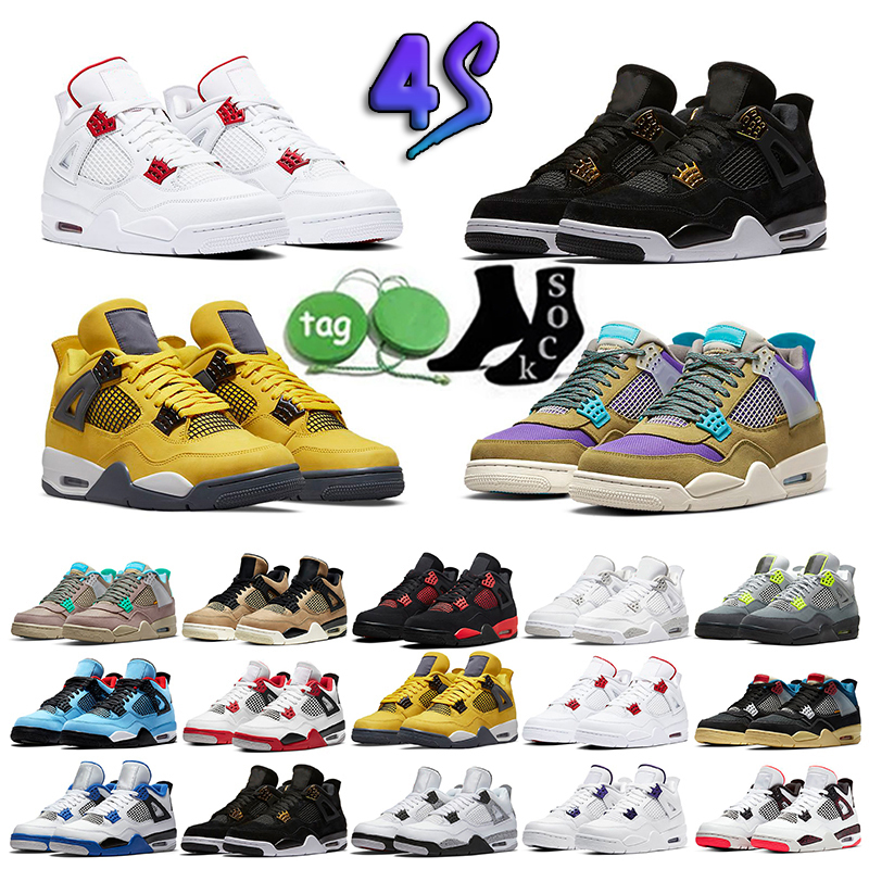 

Jumpman4 Basketball Shoes Sneakers Military Black White Oreo Bred Cement Outdoor Sports Men Women Trainer, 25
