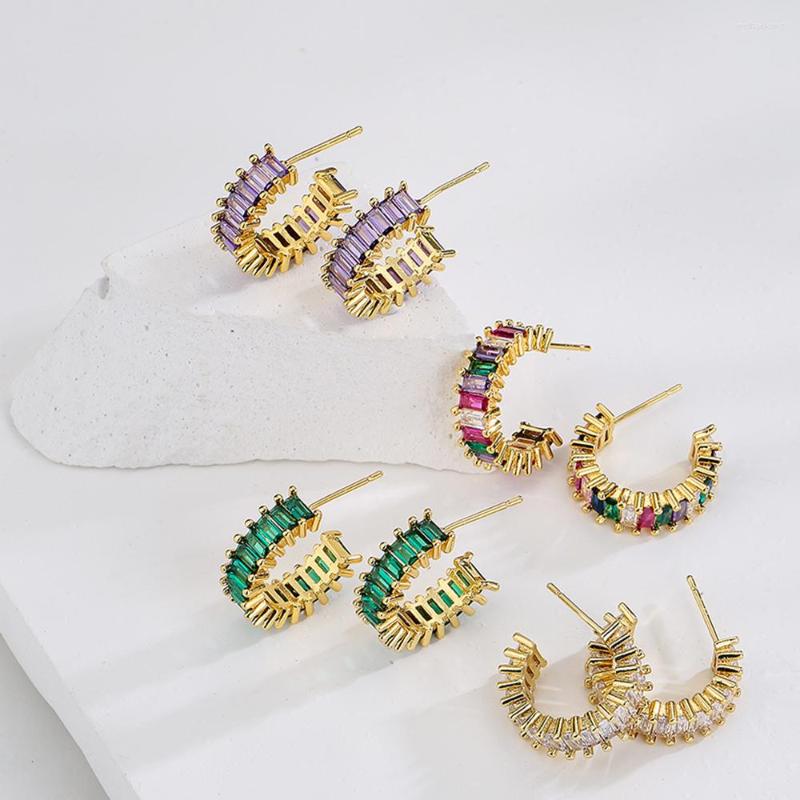 

Hoop Earrings Mafisar High Quality Luxury Zircon Geometric Cool Wind Fashion Women's Temperament Party Jewelry Gift