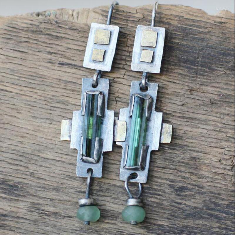 

Dangle Earrings Vintage Geometric Ethnic Drop Hanging For Women Fashion Ear Crystal Pendant Jewelry Accessories Aretes