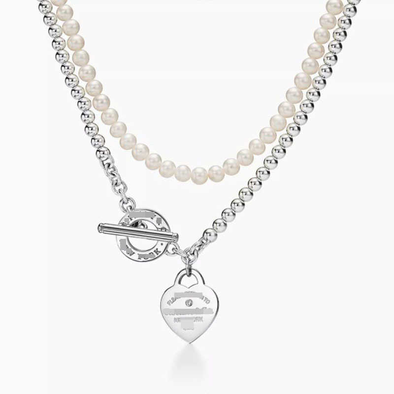 

T family 925 silver pearl necklace OT buckle CNC double-layer Fashion Tijia new