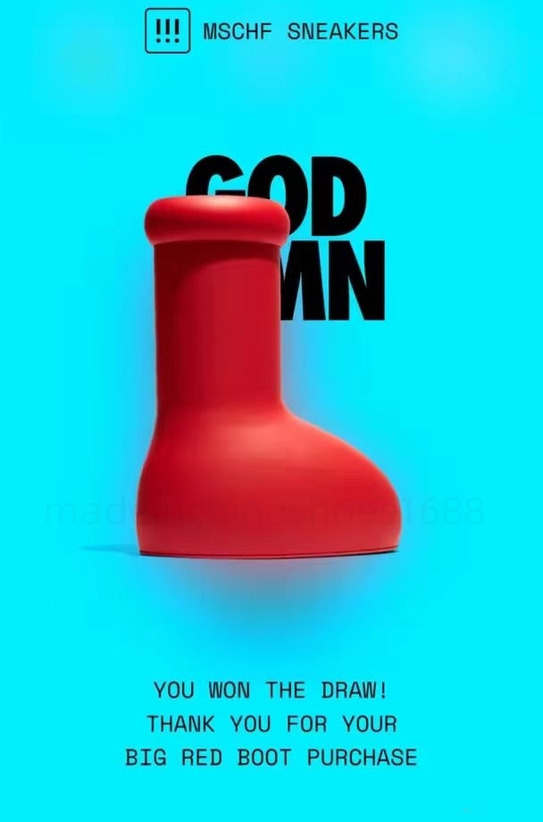 

2023 outdoor tn designer MSCHF Big Red Boot Rain shoe 3D printing factory originality casual Specifications man woman comfortable highend